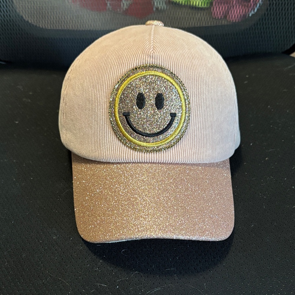 Smiley Face Glitter Cap for Kids